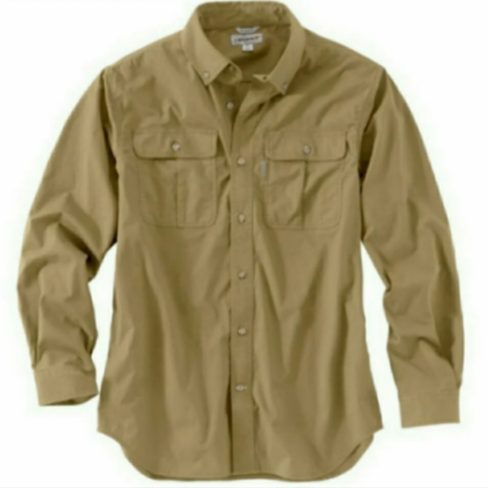 Big Men's Dark Khaki Solid Long Sleeve Shirt